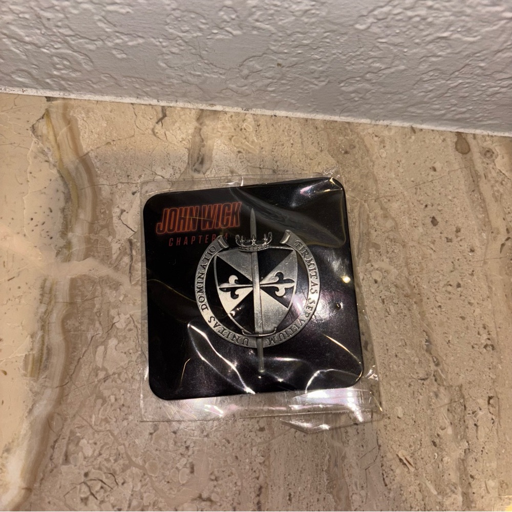 JOHN WICK: Chapter 4 Promo Pin * RARE Shield Sword Crown Crest - Picture 2 of 4